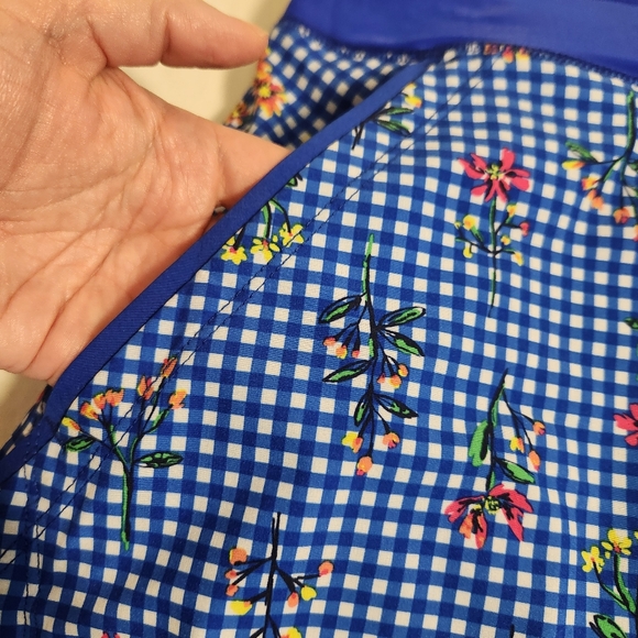 Lands' End Blue White Floral Stretch Skort Tennis Preppy Athletic Pockets SZ 10 - Picture 8 of 14